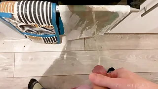 jjreilly79 pissing in the kitchenette - pee soaked cook up towel and oven gloves - nasty!